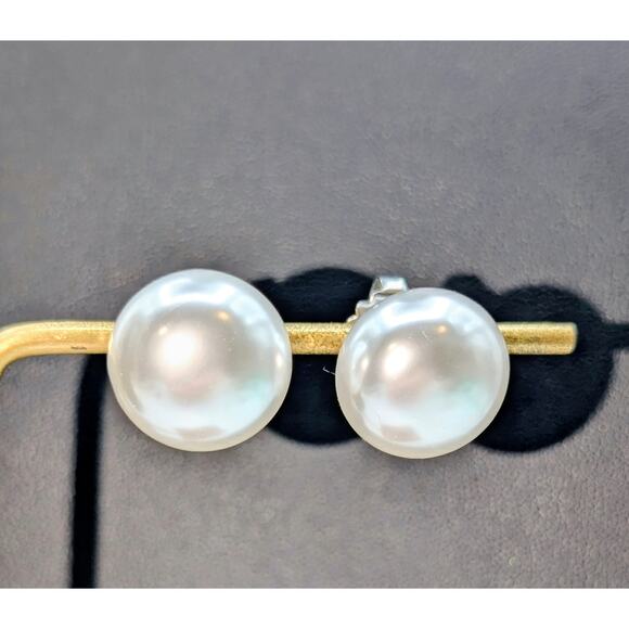 Extra Large Classic Timeless Faux Pearl Post Earrings - Picture 5 of 5